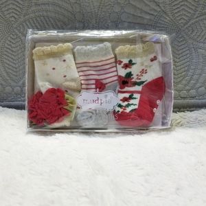 Mudpie Christmas Floral Sock Set